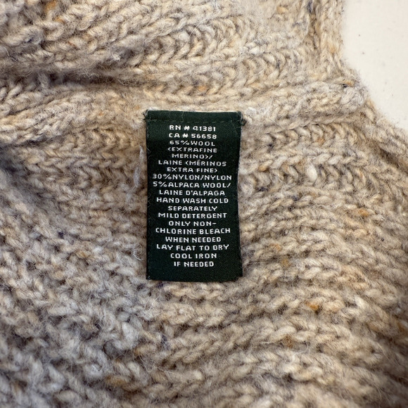 Ralph Lauren Merino Wool Alpaca Sweater Women Size S Chunky Turtleneck Fisherman - Picture 6 of 8